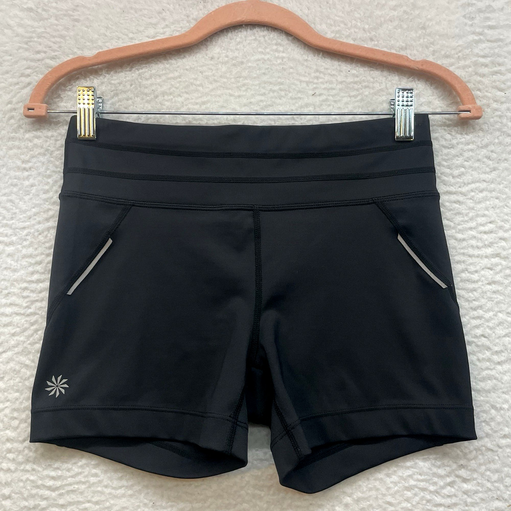 Athleta Shorts Womens Small Black Cross It Shortie Pull On Stretch Gym Workout